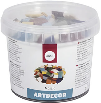 Rayher hobby materialen Emmer mozaiek stenen - assorti kleuren mix - 1 kg - ongeveer 650x stuks - 2 x 2 cm tegels