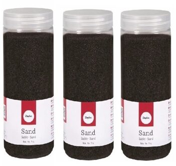 Rayher hobby materialen Fijn decoratie zand zwart 1425 ml - Hobby zand - Deco materiaal 3 x 475 ml