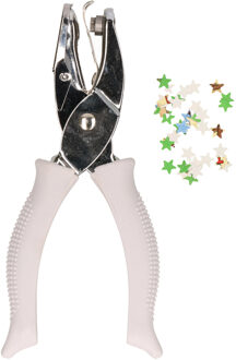 Rayher hobby materialen Gaatjestang met sterretjes motief - 6 mm - hobby/knutselen knippen - softgrip tangen - gaatjes maken