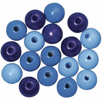 Rayher hobby materialen Gekleurde blauwe hobby kralen van hout 6mm - 230x stuks - DIY sieraden maken - Kralen rijgen hobby materiaal