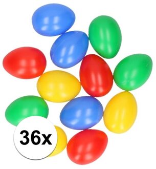 Rayher hobby materialen Gekleurde eieren - 36x - kunststof - 4,5 cm - plastic - Paasdecoratie - paaseieren / paaseitjes