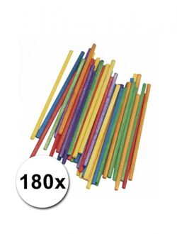 Rayher hobby materialen Gekleurde knutselhoutjes van 10 cm - 180x stuks - Hout - knutselen hobbymaterialen - knutselstokjes