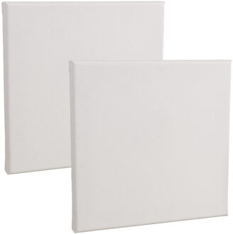 Rayher hobby materialen Handbespannen canvas schildersdoek - 2x - 20 x 20 cm - wit - schilderijen maken
