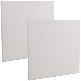 Rayher hobby materialen Handbespannen canvas schildersdoek - 2x - 50 x 50 cm - wit - schilderijen maken
