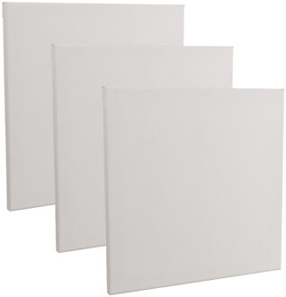 Rayher hobby materialen Handbespannen canvas schildersdoek - 3x - 30 x 30 cm - wit - schilderijen maken