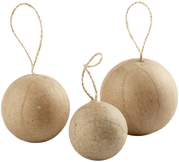 Rayher hobby materialen Hobby/DIY Kerstballen - 18x - aan touwtje - papier mache 4-5-6 cm