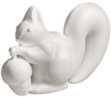 Rayher hobby materialen Hobby/DIY piepschuim figuur eekhoorn - 18 cm - Knutselen - hobby materialen - dieren Wit