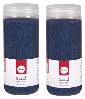 Rayher hobby materialen Hobby Fijn decoratie zand korrels - 2x - blauw - 475 ml - zandkorrels - knutselmateriaal