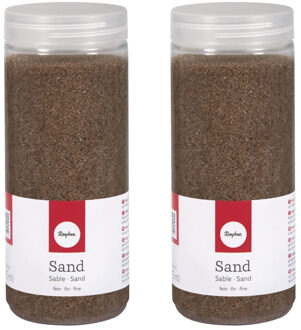 Rayher hobby materialen Hobby Fijn decoratie zand korrels - 2x - bruin - 475 ml - zandkorrels - knutselmateriaal
