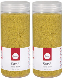 Rayher hobby materialen Hobby Fijn decoratie zand korrels - 2x - geel - 475 ml - zandkorrels - knutselmateriaal
