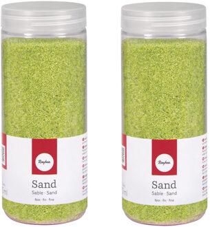 Rayher hobby materialen Hobby Fijn decoratie zand korrels - 2x - groen - 475 ml - zandkorrels - knutselmateriaal