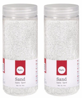 Rayher hobby materialen Hobby Fijn decoratie zand korrels - 2x - wit - 475 ml - zandkorrels - knutselmateriaal