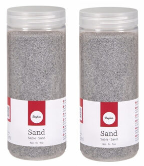 Rayher hobby materialen Hobby Fijn decoratie zand korrels - 2x - zilver - 475 ml - zandkorrels - knutselmateriaal