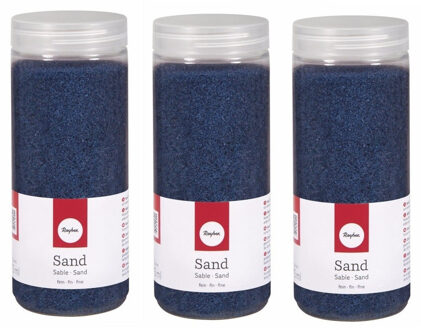 Rayher hobby materialen Hobby Fijn decoratie zand korrels - 3x - blauw - 475 ml - zandkorrels - knutselmateriaal