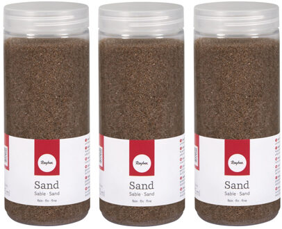Rayher hobby materialen Hobby Fijn decoratie zand korrels - 3x - bruin - 475 ml - zandkorrels - knutselmateriaal