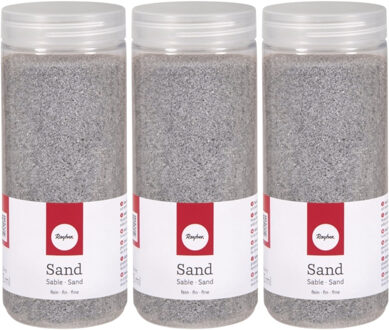 Rayher hobby materialen Hobby Fijn decoratie zand korrels - 3x - zilver - 475 ml - zandkorrels - knutselmateriaal