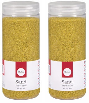 Rayher hobby materialen Hobby Fijn decoratie zand korrels - 4x pakjes - geel - 475 ml - zandkorrels - knutselmateriaal