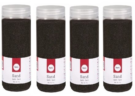 Rayher hobby materialen Hobby Fijn decoratie zand korrels - 4x - zwart - 475 ml - zandkorrels - knutselmateriaal