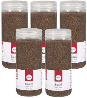 Rayher hobby materialen Hobby Fijn decoratie zand korrels - 5x pakjes - bruin - 475 ml - zandkorrels - knutselmateriaal