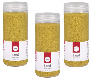 Rayher hobby materialen Hobby Fijn decoratie zand korrels - 5x pakjes - geel - 475 ml - zandkorrels - knutselmateriaal