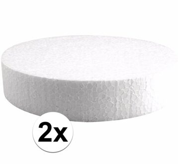 Rayher hobby materialen Hobby/knutsel Piepschuim schijf - 2x - wit - D20 cm - figuur en vormen