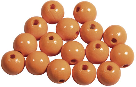 Rayher hobby materialen Hobby kralen - hout - D10 mm - 104x stuks - oranje - DIY sieraden maken - Kralen rijgen