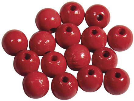 Rayher hobby materialen Hobby kralen - hout - D10 mm - 52x stuks - rood - DIY sieraden maken - Kralen rijgen