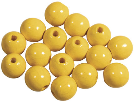 Rayher hobby materialen Hobby kralen van hout Dia 10mm - 104x stuks - Geel - DIY sieraden maken - Kralen rijgen