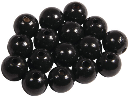 Rayher hobby materialen Hobby kralen van hout Dia 10mm - 104x stuks - Zwart - DIY sieraden maken - Kralen rijgen