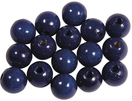 Rayher hobby materialen Hobby kralen van hout Dia 10mm - 156x stuks - Donkerblauw - DIY sieraden maken - Kralen rijgen