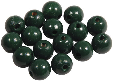 Rayher hobby materialen Hobby kralen van hout Dia 10mm - 156x stuks - Donkergroen - DIY sieraden maken - Kralen rijgen