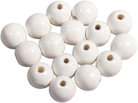 Rayher hobby materialen Hobby kralen van hout Dia 10mm - 156x stuks - Wit - DIY sieraden maken - Kralen rijgen
