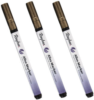 Rayher hobby materialen Hobby Marker stift met een fijne punt - 3x stuks - goud - Stiften om mee te schrijven/tekenen/knutse