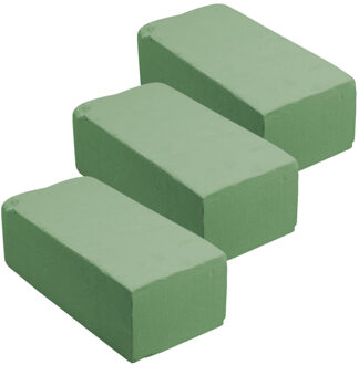 Rayher hobby materialen Hobby Oase steekschuim - 3x - nat - groen - 23 x 11 x 8 cm - Voor echte bloemen