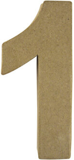 Rayher hobby materialen Hobby Papier mache 3D cijfer 1 - 15 x 9 x 3 cm - Knutsel cijfers leeftijden