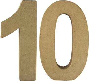 Rayher hobby materialen Hobby Papier mache 3D cijfer 10 - 15 x 9 x 3 cm - Knutsel cijfers leeftijden