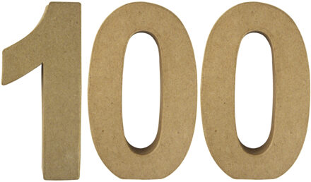 Rayher hobby materialen Hobby Papier mache 3D cijfer 100 - 15 x 9 x 3 cm - Knutsel cijfers leeftijden