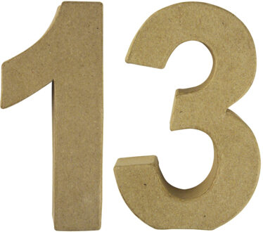 Rayher hobby materialen Hobby Papier mache 3D cijfer 13 - 15 x 9 x 3 cm - Knutsel cijfers leeftijden
