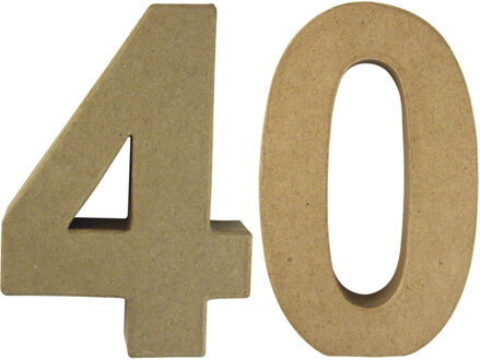 Rayher hobby materialen Hobby Papier mache 3D cijfer 40 - 15 x 9 x 3 cm - Knutsel cijfers leeftijden