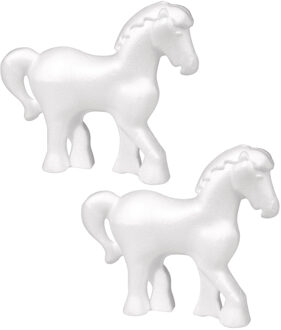 Rayher hobby materialen Hobby Piepschuim vormen en figuren - 2x stuks - paardjes - wit - 15 cm - Zelf beschilderen/knutselen