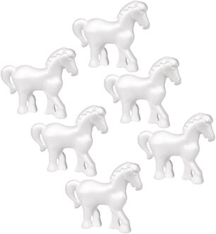 Rayher hobby materialen Hobby Piepschuim vormen en figuren - 6x - paardjes - wit - 15 cm - Zelf beschilderen/knutselen