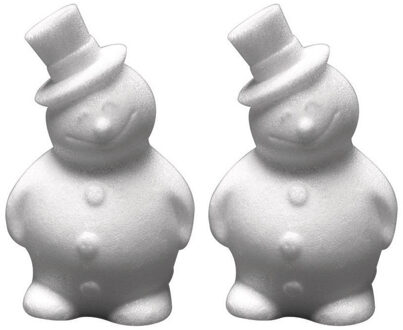 Rayher hobby materialen Hobby sneeuwpop - 2x stuks - piepschuim - 17 cm - styropor - 3D - sneeuwman figuur