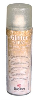 Rayher hobby materialen Hobby verf spray - met glitters - goud - 125 ml - voor papier/glas/keramiek/metaal/plastic etc Goudkleurig