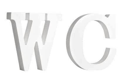 Rayher hobby materialen Houten deco hobby letters - 2x losse witte letters om het woord WC te maken
