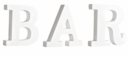 Rayher hobby materialen Houten deco hobby letters - 3x losse witte letters om het woord BAR te maken