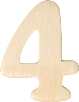 Rayher hobby materialen Houten getallen 4 van 4 cm Beige