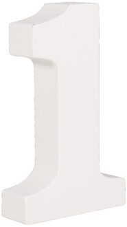 Rayher hobby materialen Houten hobby cijfer 1 van 11 cm Wit