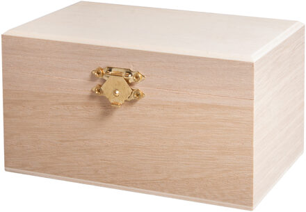 Rayher hobby materialen Houten kistje/box met sluiting en deksel - 14 x 8 x 7 cm - Sieraden/spulletjes/sleutels