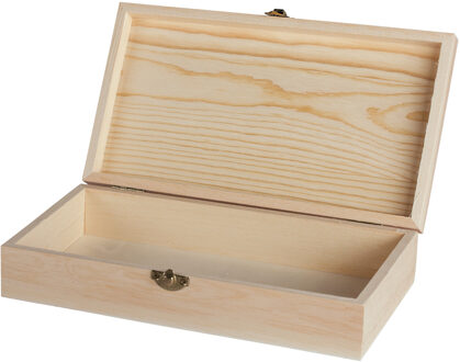 Rayher hobby materialen Houten kistje met sluiting en deksel - 25 x 14 x 6 cm - Sieraden/spulletjes/sleutels