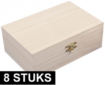 Rayher hobby materialen Houten kistje met sluiting en deksel - 8x - 15 x 10 x 5.5 cm - Sieraden/spulletjes/sleutels